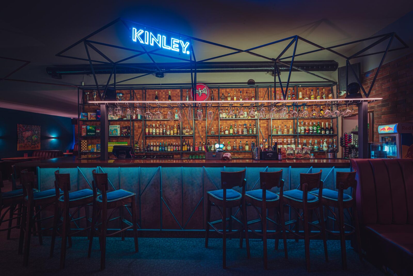 The Klub Pictures bar with high stools